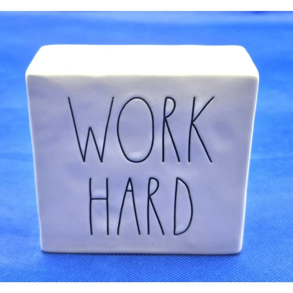 Rae Dunn Work Hard Be Brave Desk Block 4x4